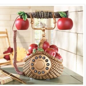 Red Apple Basket Vintage-Style Telephone